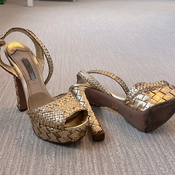 PRADA gold platform sandal - Picture 1 of 4